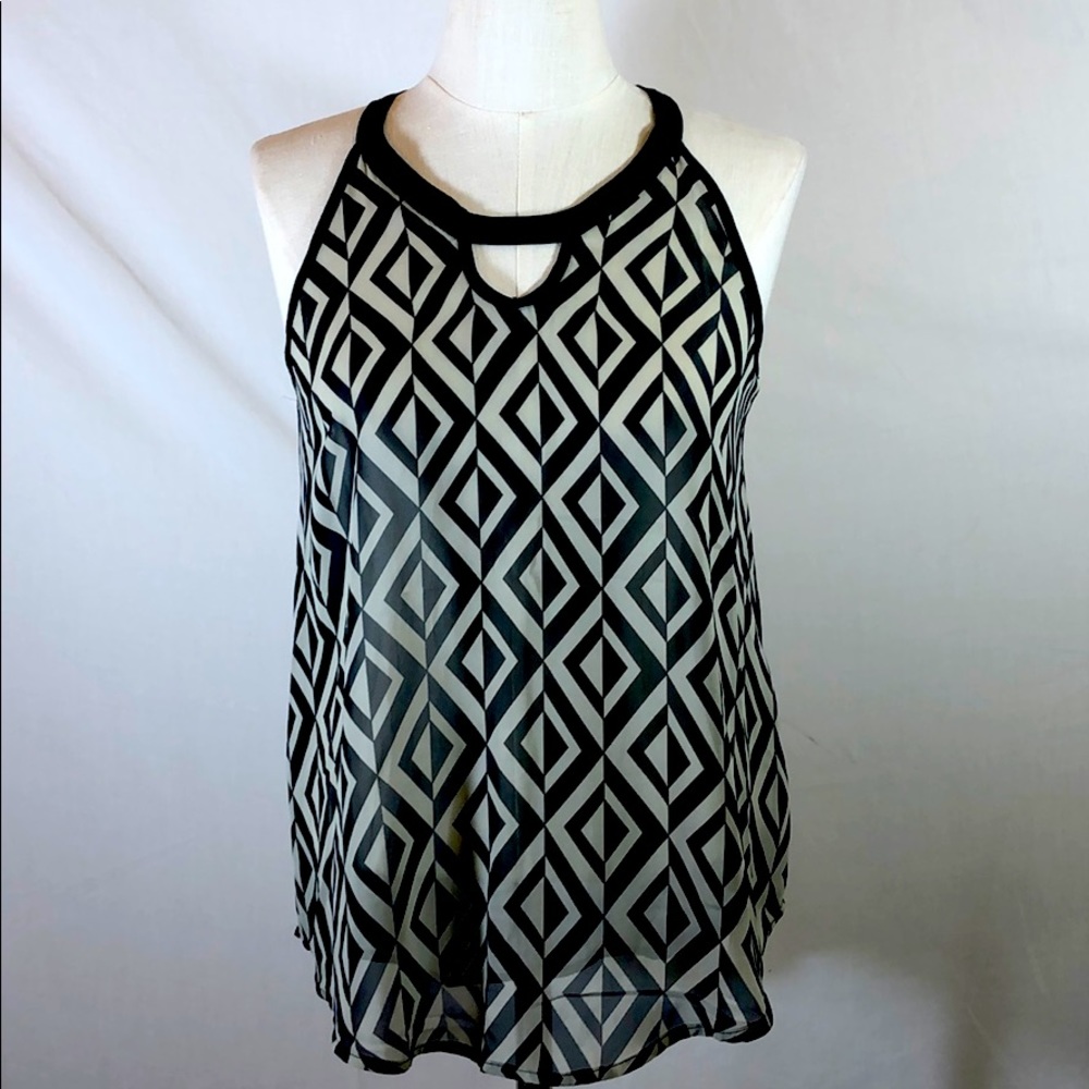 Chloe K Sheer Diamond Pattern Tank Top